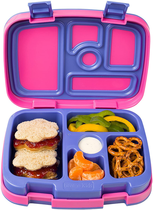Rynx | Bentgo Kids Brights – Leak-proof, 5-compartment Bento-style kids' lunchbox – Ideal portion sizes for ages 3 to 7 – BPA-free, dishwasher safe, food-safe materials (Fuchsia)