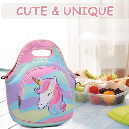 Rynx | Lunch bag for girls, Chasechic cute lightweight neoprene insulated lunch boxes tote for women with detachable adjustable shoulder strap unicorn