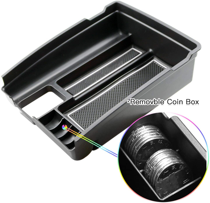 Rynx | Sktu Compatible With 2014-2018 X-Trail Red Center Console Storage Box Organizer Holder Armrest Insert Organizer Abs Tray Pallet with Usb Hole and Coin Holder (White)