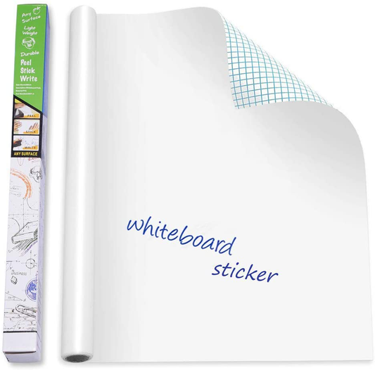 Rynx | Self-Adhesive Whiteboard Wall Decal Sticker, 17.7" X 78.7" Extra Large Strong & Durable Dry Erase Wall Paper Message Board Peel Stick White Board for Kids Drawing, Office, School, Home Decor (White)