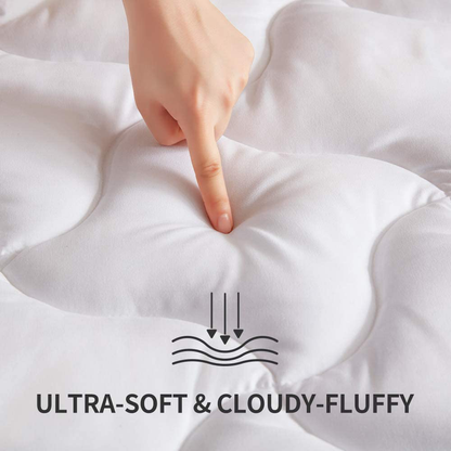 Rynx | Sleep Zone Quilted Mattress Pad Cover Full Cooling Fluffy Soft Topper Up to 21 Inches Pocket, Gray, Full