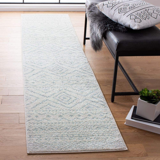 Rynx | Safavieh Tulum Collection TUL267B Moroccan Boho Distressed Non-Shedding Stain Resistant Living Room Bedroom Runner, 2' x 9', Ivory / Light Gray