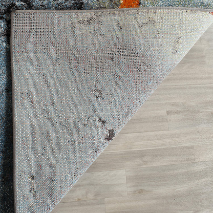 Rynx | Safavieh Glacier Collection GLA125L Modern Abstract Non-Shedding Stain Resistant Living Room Bedroom Area Rug 3' x 3' Round Blue/Pink