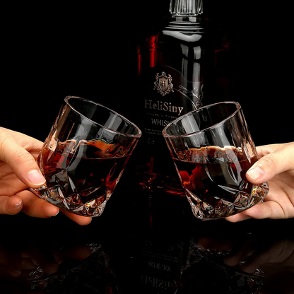 Rynx | Whiskey Stones Gift Set - Whiskey Glass Set of 2 - Granite Cooling Whiskey Stones - Scotch Bourbon Whiskey Glass Gift Box Set - Best Drinking Gifts for Men Dad Husband Birthday Party Holiday Gift