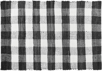 Rynx | GLAMBURG Cotton Reversible Area Runner Rug 2' x 6' for Bedroom Living Room Kitchen Hallway Front Porch Laundry Room, Handwoven Farmhouse Runner Rug, Washable Checkerboard Pattern Runner Rug Blue White