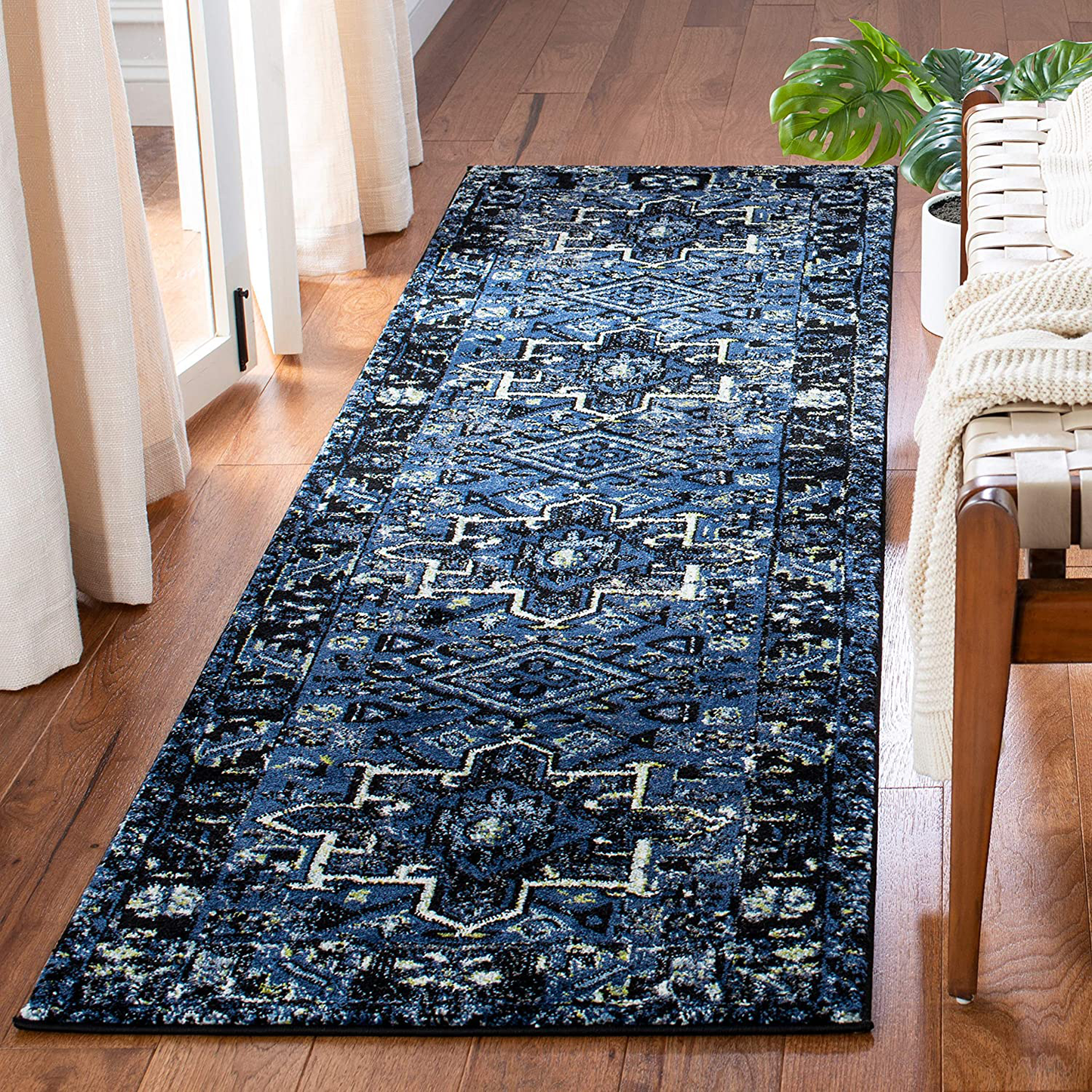 Rynx | Safavieh Vintage Hamadan Collection VTH211N Oriental Traditional Persian Non-Shedding Stain Resistant Living Room Bedroom Runner, 2'3" x 8', Blue / Gray