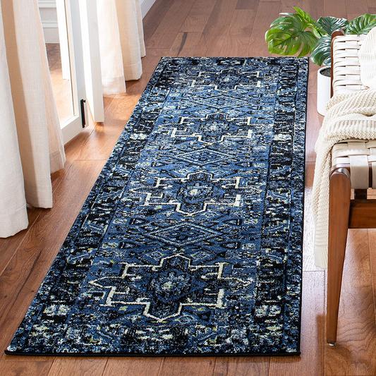 Rynx | Safavieh Vintage Hamadan Collection VTH211N Oriental Traditional Persian Non-Shedding Stain Resistant Living Room Bedroom Runner, 2'3" x 8', Blue / Gray