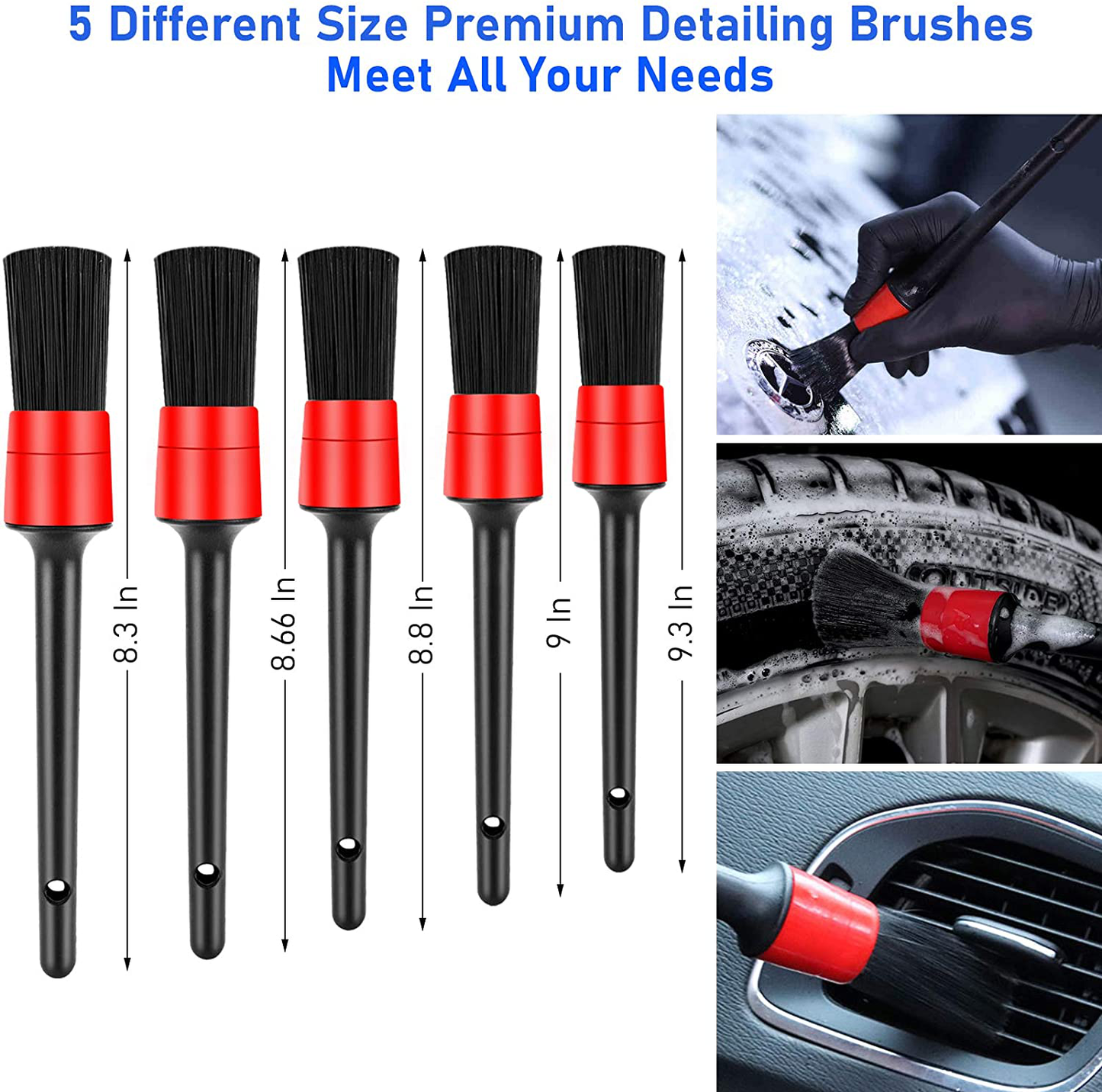 Rynx | Jaronx 15 PCS Car Wheel & Tire Brush Set, 17 Inch Long Handle Rim Brush, Short Handle Wheel Brush, Detailing Brushes, Wash Mitts, Ventilation Dust Brush, Wax Applicator Pads, Wash Cloths, Wash Brushes