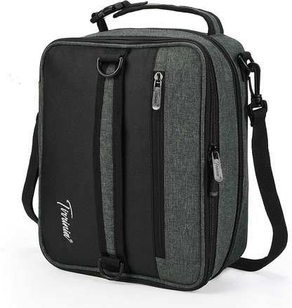 Rynx | Expandable insulated lunch bag, leak-proof flat lunch cooler tote with shoulder strap for men and women, suitable for work and office by Tirrinia, dark gray