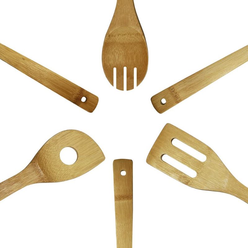 Rynx | 6 Pieces Oceanstar Bamboo Kitchen Tool Set With Hole For Hanging