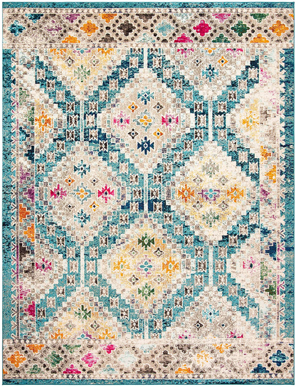 Rynx | Safavieh Madison Collection Mad418f Boho Diamond Distressed Non-Shedding Stain Resistant Living Room Bedroom Area Rug, 3' X 3' Square, Gray / Yellow