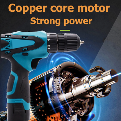 Rynx | 12V Wireless Drill with 42 Accessories with 3/8" Tool-less Chuck, 2 Speeds, 18+1 Positions, Built-in LED