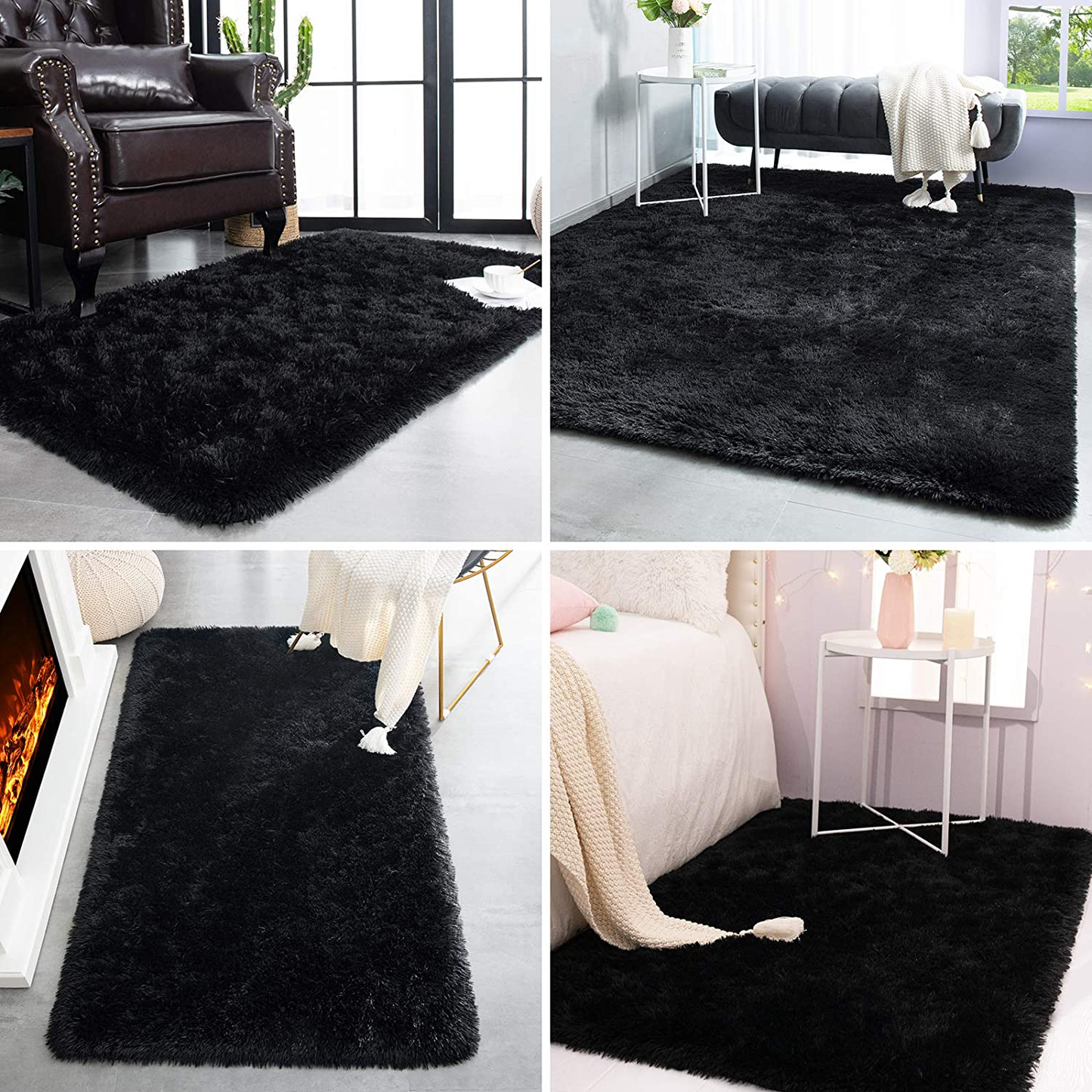 Rynx | TWINNIS Super Soft Shaggy Rugs Fluffy Rugs, 5x8 Feet, Indoor Modern Plush Area Rugs for Living Room Bedroom Kids Room Nursery Home Decor, Upgraded Non-Slip Durable Square Fuzzy Rug, White