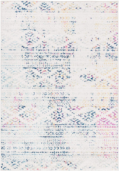 Rynx | Safavieh Tulum Collection Tul272c Moroccan Boho Tribal Non-Shedding Living Room Bedroom Accent Area Rug, 4' X 6', Ivory / Blue