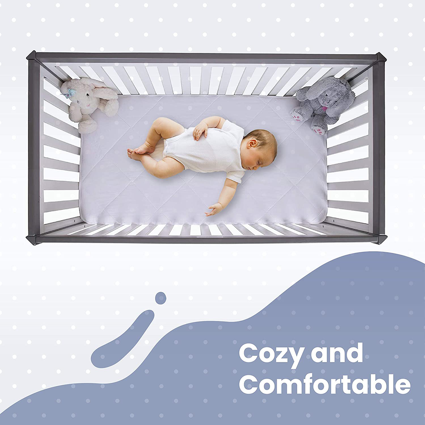Rynx | MAXI Fitted Crib Down Alternative Mattress Pad - 100% Cotton, 300 Thread Count (Crib)