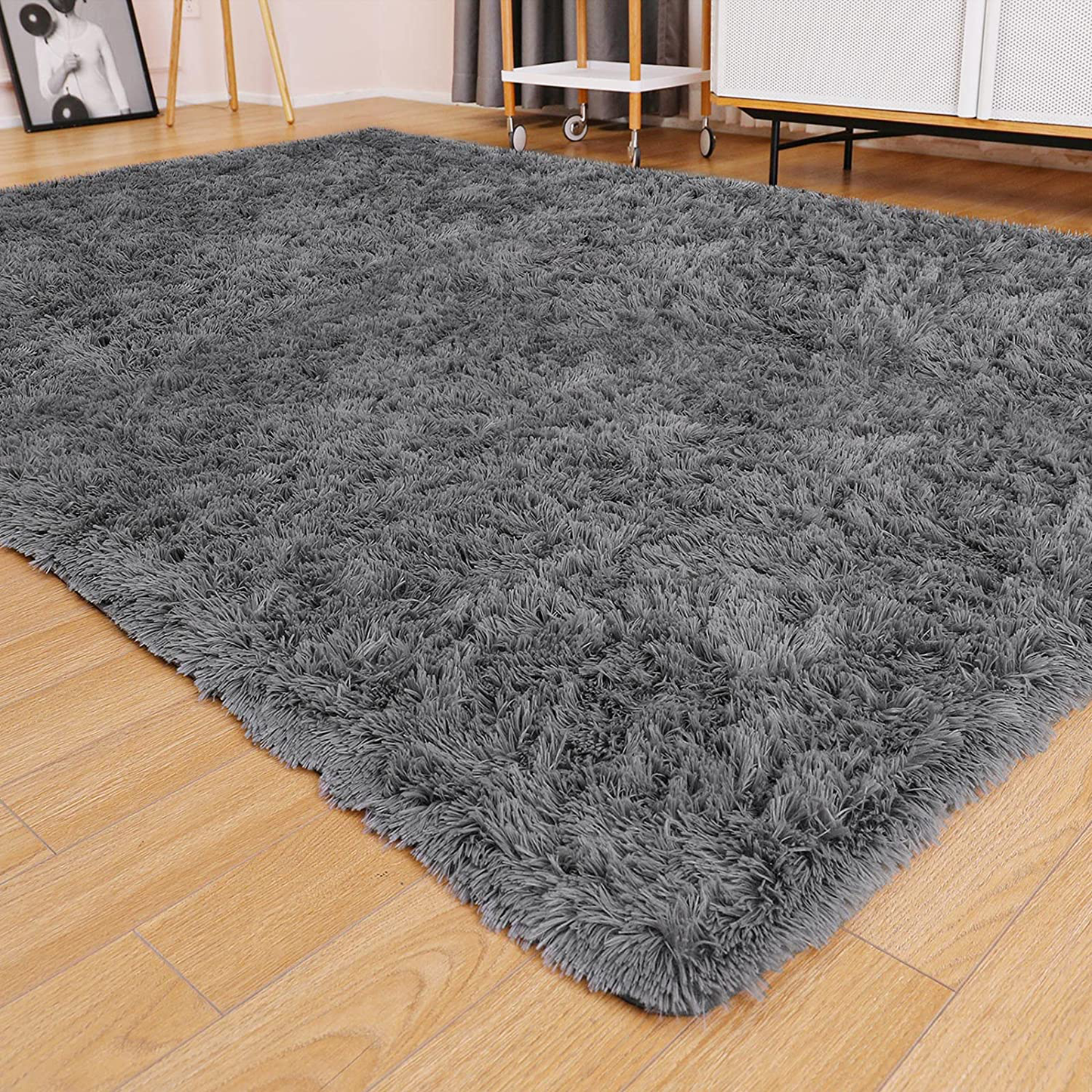 Rynx | Ophanie White Rugs for Bedroom Fuzzy, Girls Kids Baby Shaggy Shag Fuzzy Soft Plush Nightstand Rug, Indoor Floor Living Room Carpet for Youth Dorm Home Decor Aesthetics, Kids Room, 4 x 5.3 Feet