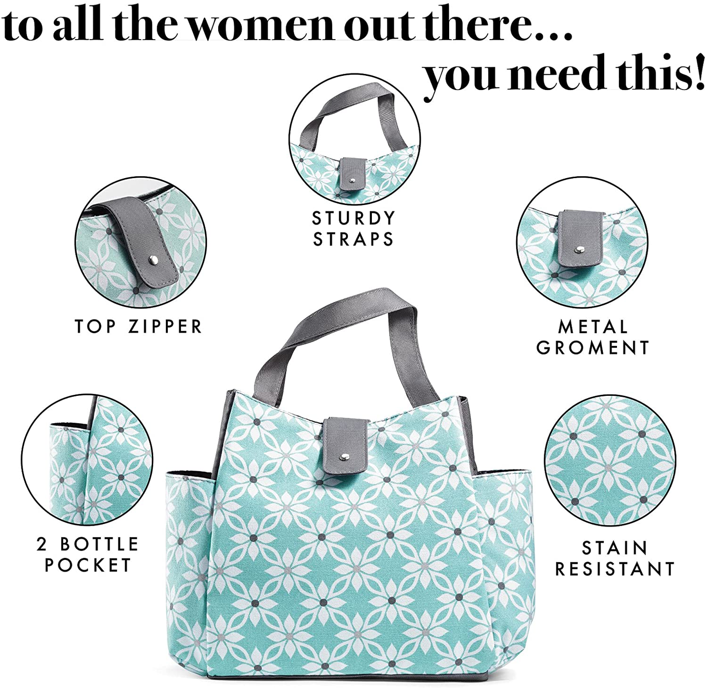 Rynx | Fit + Fresh Westport Insulated Soft Lined Lunch Bag Set With Reusable Containers, And Matching Water Bottle, Sage Camo