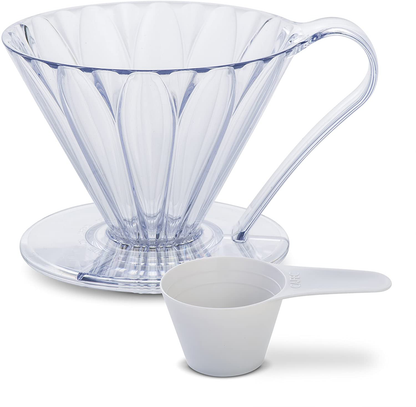Rynx | Pour Over Coffee Dripper By Sanyo Sangyo: 1-to-4 Cup FLOWER SHAPED Brewer | Smart Drip Coffee Maker And Server | For Freshly Brewed Coffee | Elegant Smart Design For Better Brewing