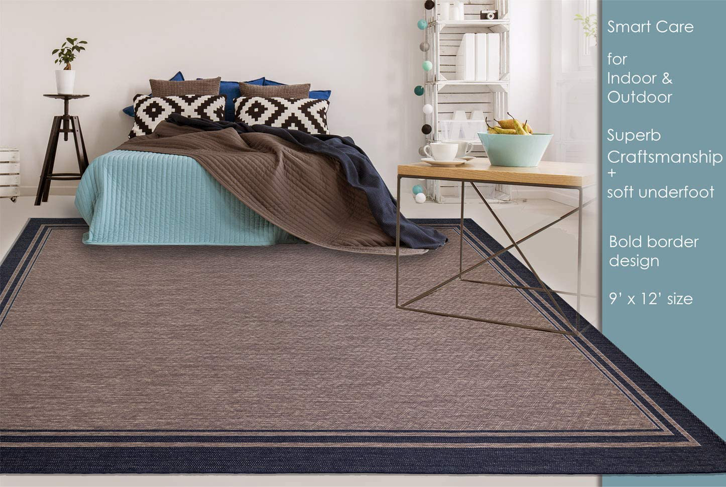 Rynx | Gertmenian Tropical Collection Outdoor Rug Patio Area Rug, 2x6 Runner, Nut Brown Black Edge
