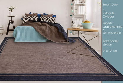 Rynx | Gertmenian Tropical Collection Outdoor Rug Patio Area Rug, 2x6 Runner, Nut Brown Black Edge
