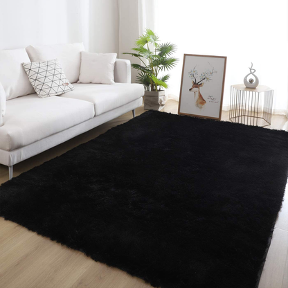 Rynx | 5X8 Navy blue area rugs for the living room Super soft floor fluffy rug Naturally comfortable thick fur mat Princess girls room rug (5x8 feet, navy blue)