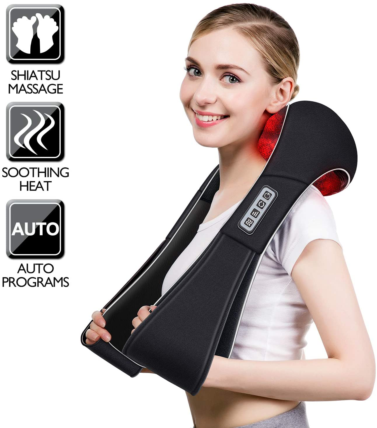 Rynx | Shiatsu neck massage and back massages with heat, VIKTOR JURGEN deep tissue kneading comfort sports recovery massage devices for neck, back, shoulders, feet, relaxation gifts for him, her, women, men