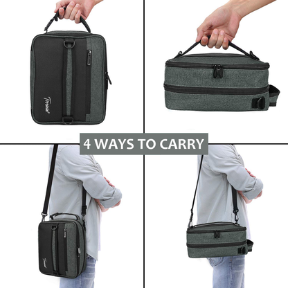 Rynx | Expandable Insulated Lunch Bag, Leakproof Flat Lunch Cooler Tote with Shoulder Strap for Men and Women, Suitable for Work & Office by Tirrinia, Coal