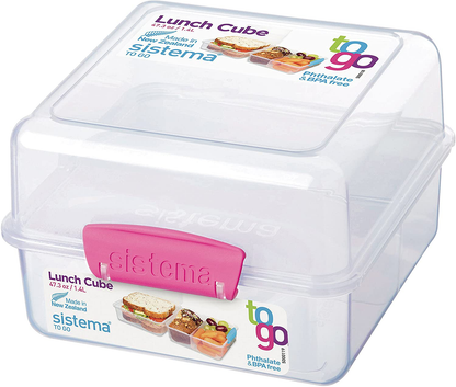 Rynx | Sistema To Go Kids Lunchboxes & Meal Containers | 2 Twist 'N' Sip Kids Water Bottles, 2 Lunch Cube Max With Dividers & 2 Leakproof Yoghurt Cups | Bpa-Free