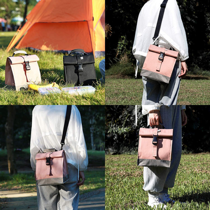 Rynx | Sunny Bird Insulated Lunch Bag Rolltop Lunch Box For Women, Men, Adults And Teenagers (Black)