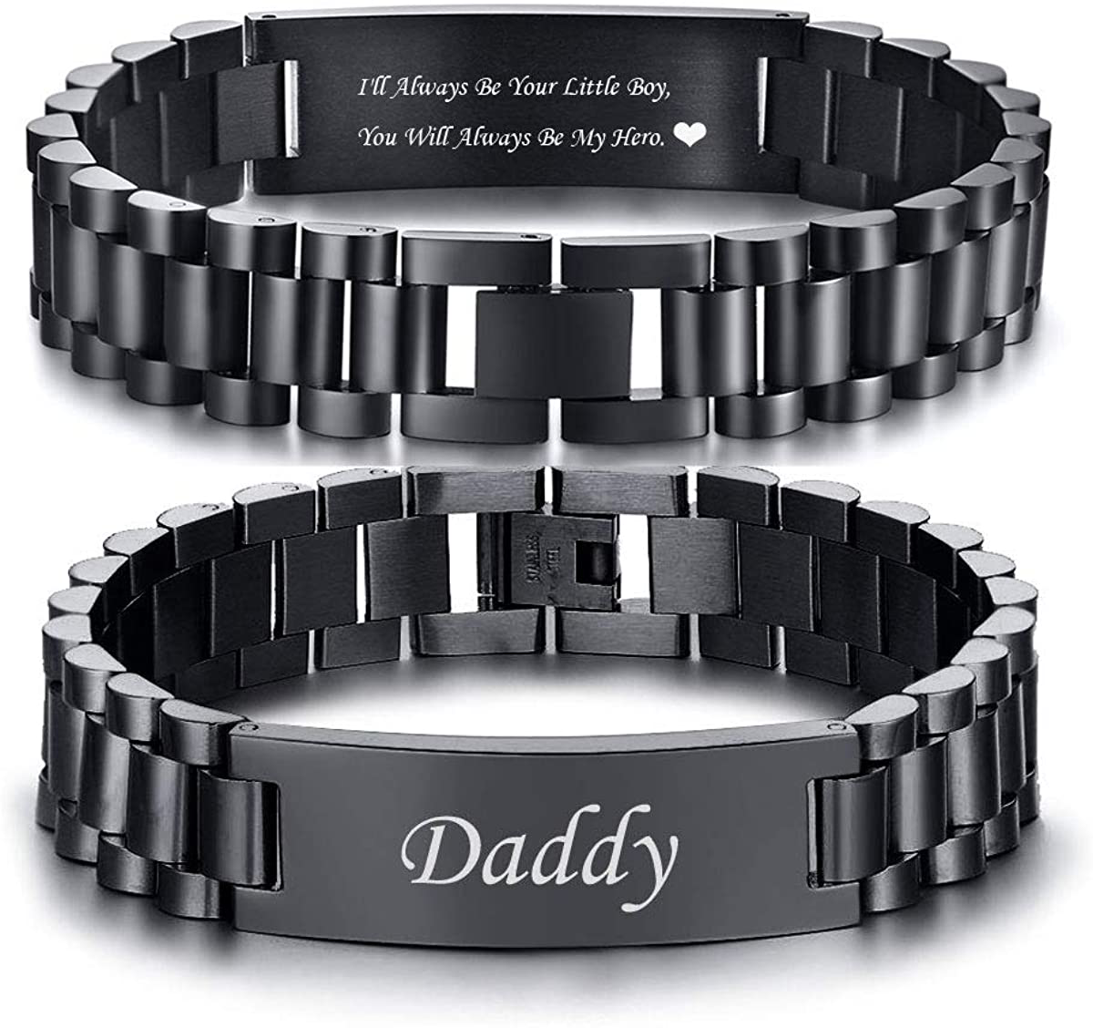 Rynx | VNOX Masculine Watch Strap Stainless Steel Link Bracelet Personalized Engraved DAD Jewelry Gift for Men DAD Dad