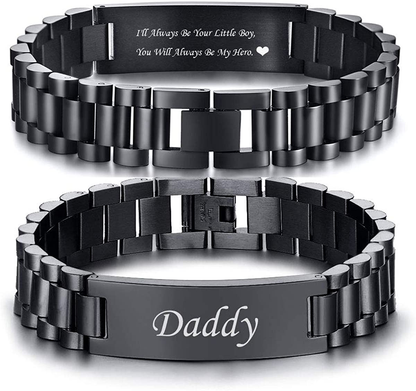 Rynx | VNOX Masculine Watch Strap Stainless Steel Link Bracelet Personalized Engraved DAD Jewelry Gift for Men DAD Dad