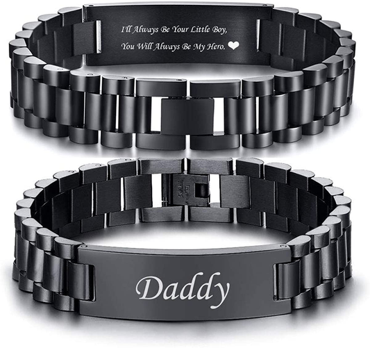 Rynx | VNOX Masculine Watch Strap Stainless Steel Link Bracelet Personalized Engraved DAD Jewelry Gift for Men DAD Dad