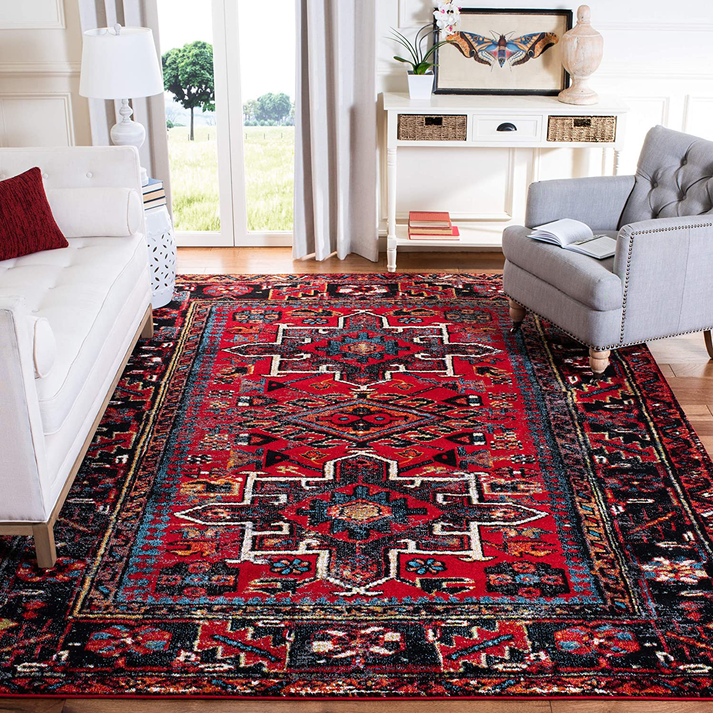 Rynx | Safavieh Vintage Hamadan Collection VTH211A Oriental Traditional Persian Non-Shedding Stain Resistant Living Room Bedroom Area Rug, 2'7" x 5', Red / Multi