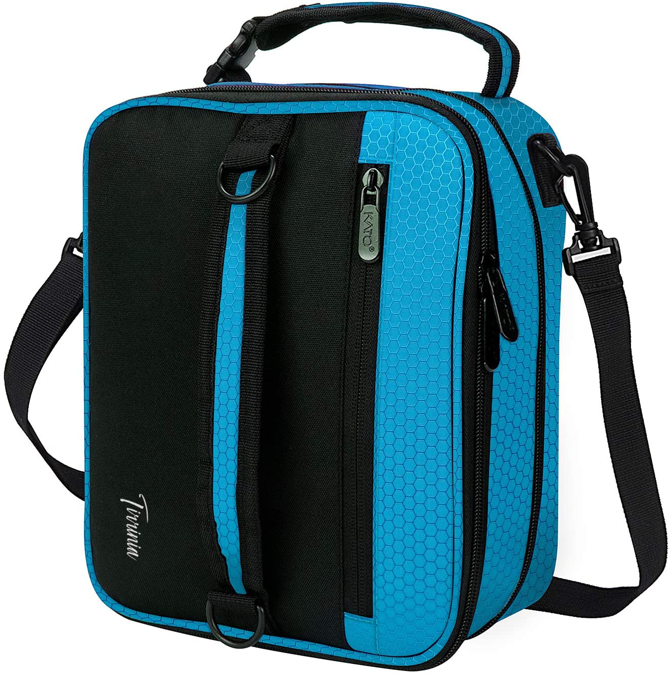 Rynx | Expandable Insulated Lunch Bag, Leakproof Flat Lunch Cooler Tote With Shoulder Strap For Men And Women, Suitable For Work & Office Tirrinia, Blue