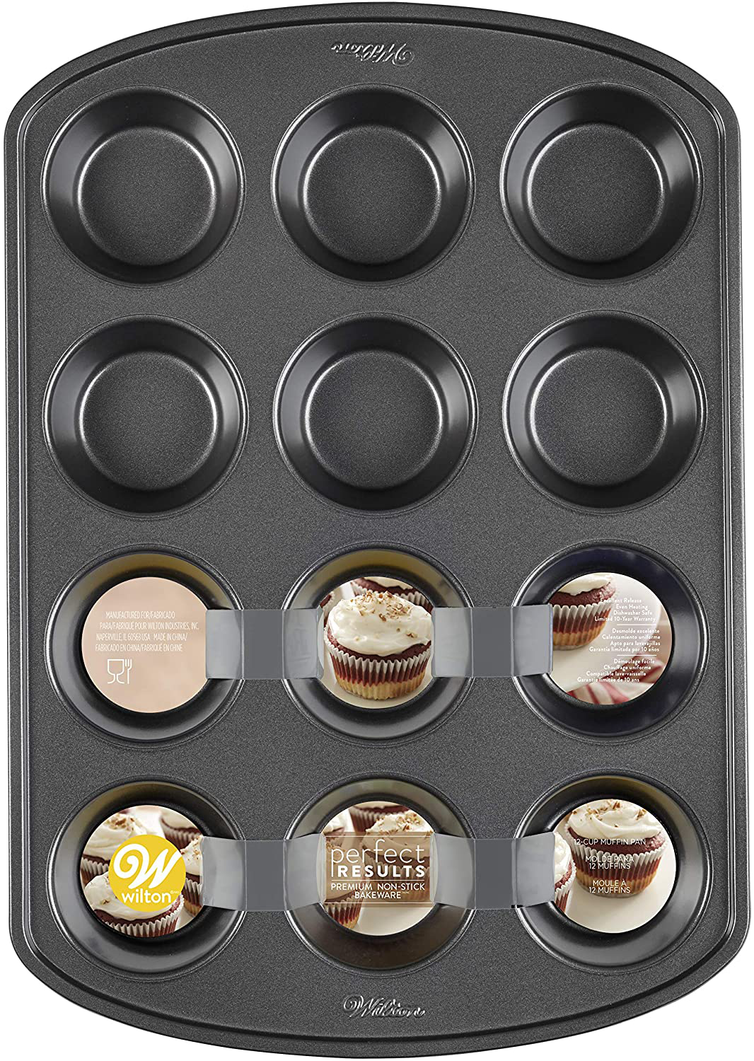 Rynx | Wilton Perfect Results Premium Non-Stick Bakeware Muffin Pan & Cupcake Pan, 12-Cup, Steel