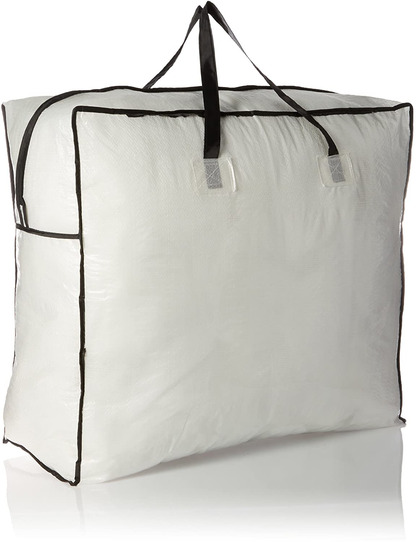 Rynx | Household Essentials 2622 MightyStor Large Storage Bag with Handles | Clothing and Linen Storage Bag | White Tarp with Black Trim