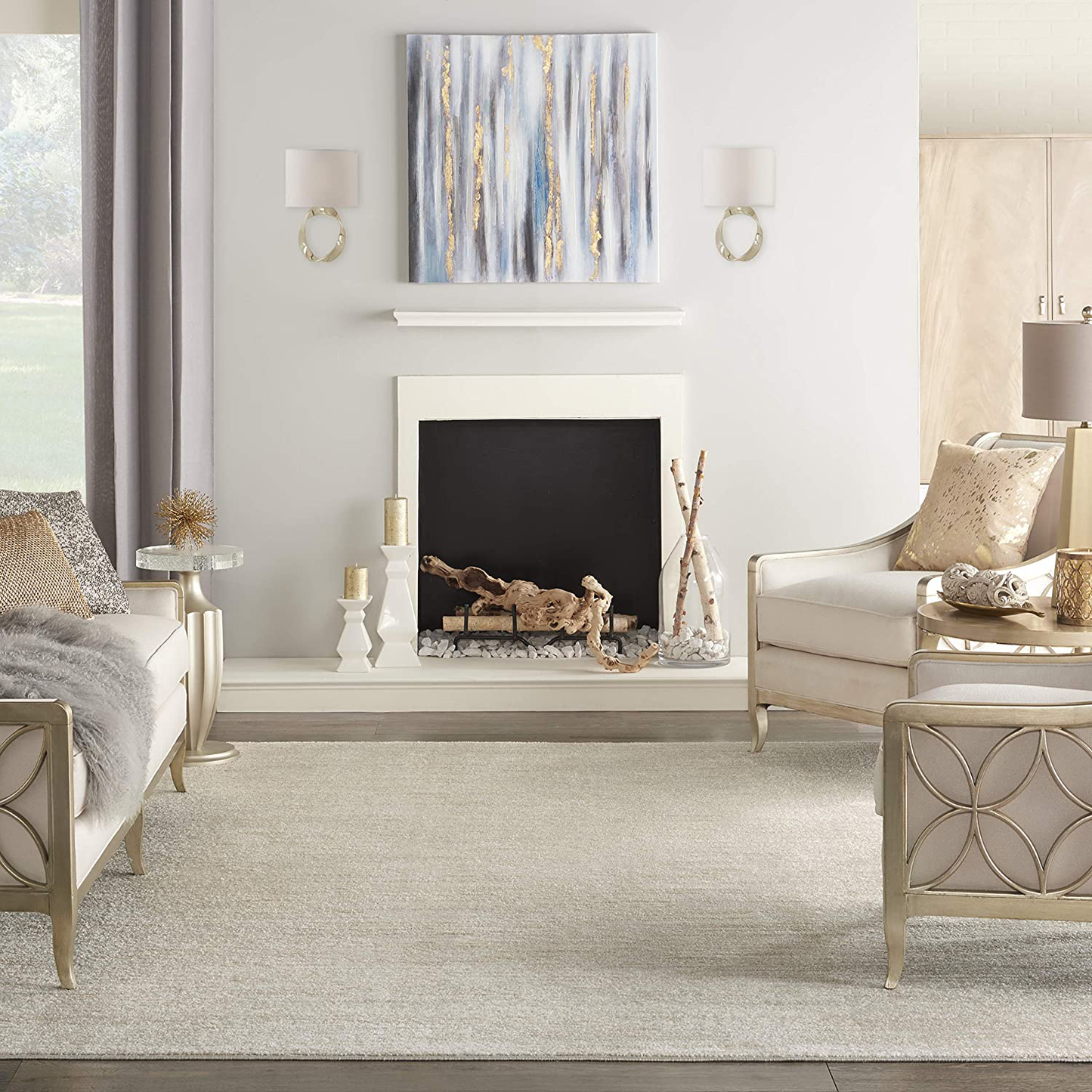 Rynx | Nourison Essentials Solid Contemporary Silver Grey 2'X6' Runner Carpet, 2' X 6'