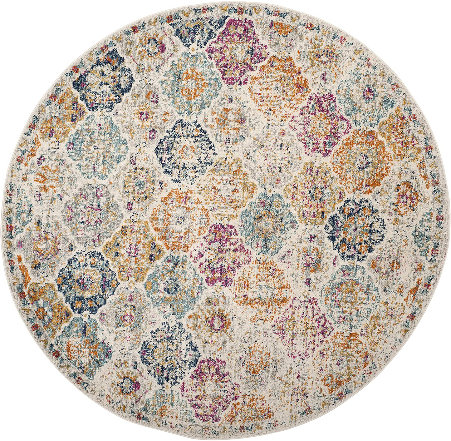 Rynx | Safavieh Madison Collection MAD611N Boho Chic Floral Medallion Trellis Distressed Non-Shedding Stain Resistant Living Room Bedroom Runner, 2'3" x 12', Marine / Teal