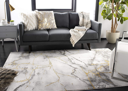 Rynx | Safavieh Craft Collection CFT877G Modern Abstract Non-Shedding Shock Resistant Living Room Bedroom Runner, 2'3" x 6', Gray / Silver