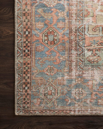 Rynx | Loloi Loren Collection Vintage Printed Persian Area Rug 3'-6" x 5'-6" Terracotta/Sky