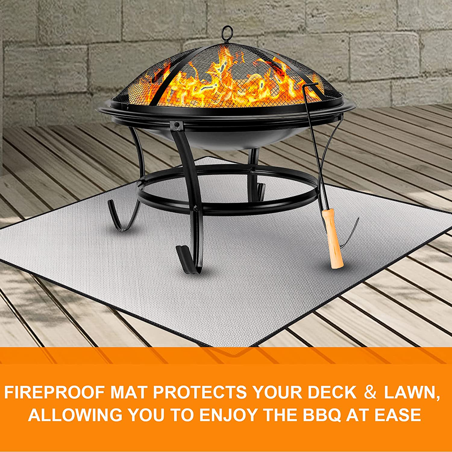 Rynx | 36" Diameter Round Fireproof Mat Fire Pit Mat, DocSafe 3 Layer Fire Pad for Patio, Terrace, Grass, Lawn, Heat Protector, Fire Resistant Mat for Outdoors, Fire Pit Accessories, Easy to Clean