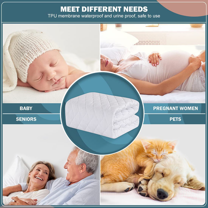 Rynx | UNILIBRA 100% Waterproof Quilted Mattress Protector Queen Size, 6''-25'' Deep Pocket Fitted Mattress Protector Cover, Breathable, Hollow Cotton Alternative Filling Mattress Toppers