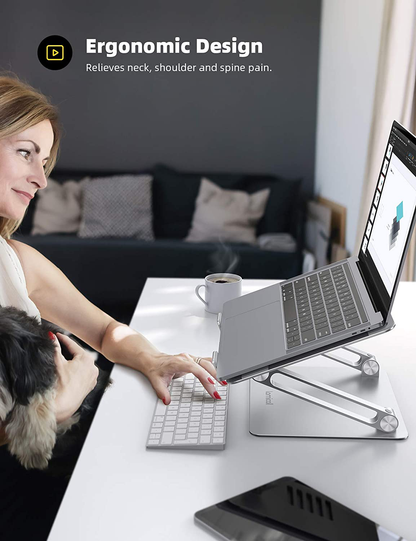 Rynx | Lamicall Laptop Stand Riser Portable - Foldable Height Adjustable Ergonomic Computer Notebook Stand Holder Lift For Desk, Compatible With Macbook Air Pro, Dell Xps, Hp (10-17'') - Silver
