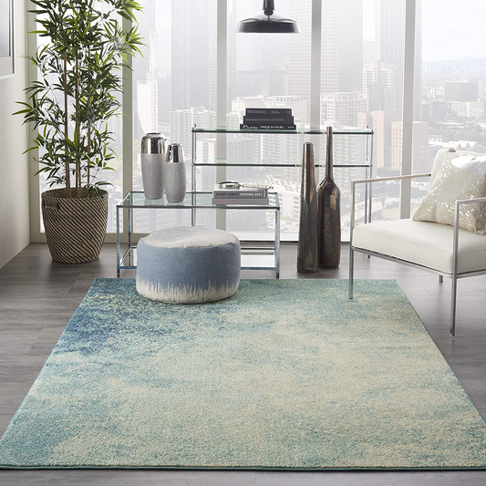 Rynx | Nourison Passion Bohemian Abstract Marine/Light Blue 3'9" x 5'9" Carpet, (4' x 6')