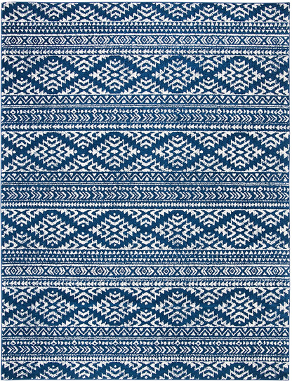 Rynx | Safavieh Tulum Collection TUL272D Moroccan Boho Tribal Non-Shedding Stain Resistant Living Room Bedroom Runner, 2' x 13', Ivory / Navy Blue