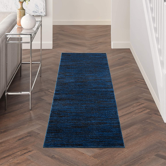 Rynx | Nourison Essentials Solid Contemporary Midnight Blue 2'x6' Runner Carpet, 2' X 6'