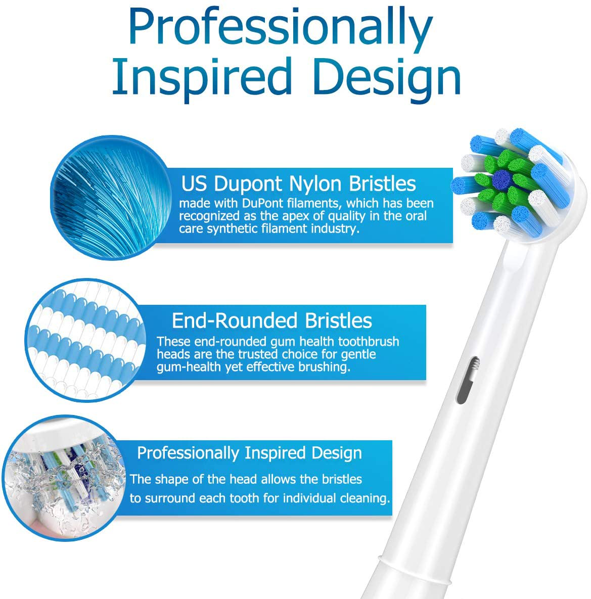 Rynx | Replacement Brush Heads For Braun Oral B, Compatible With Oral-B 7000/Pro 1000/9600/5000/3000/8000/Genius And Smart Electric Toothbrush, 16 Pcs