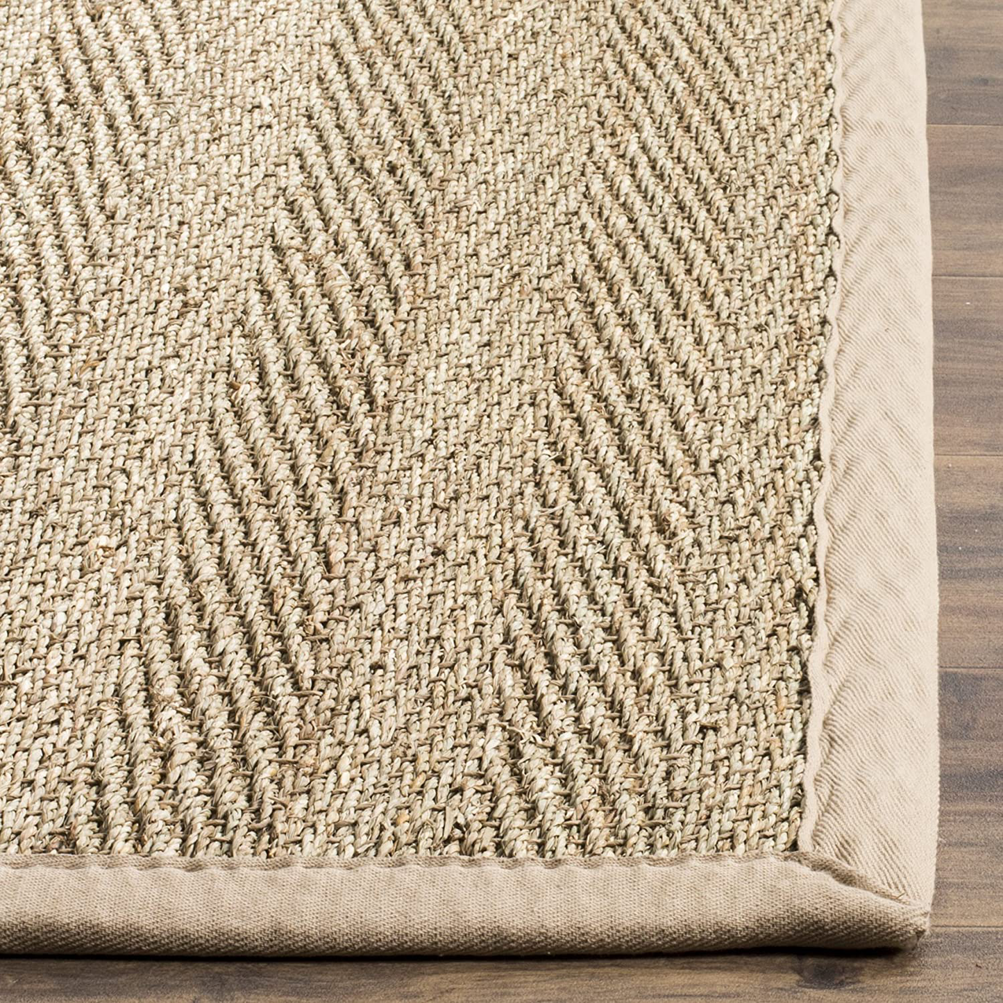 Rynx | Safavieh Natural Fiber Collection NF115E Border Herringbone Seagrass Accent Rug, 2'6" x 4', Blue