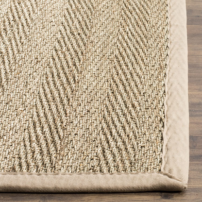 Rynx | Safavieh Natural Fiber Collection NF115E Border Herringbone Seagrass Accent Rug, 2'6" x 4', Blue