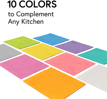 Rynx | Swedish wholesale Swedish dishcloths - Pack of 10, reusable, absorbent towels for kitchen, bath, and countertop cleaning - Cellulose sponge cloth - White